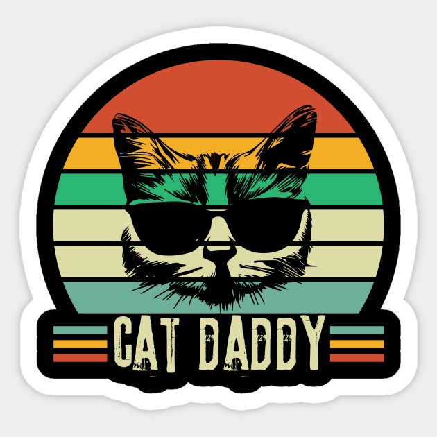 Retro Cat Daddy Gift For Cat Owner Dad Sticker by The WYLD Tribe